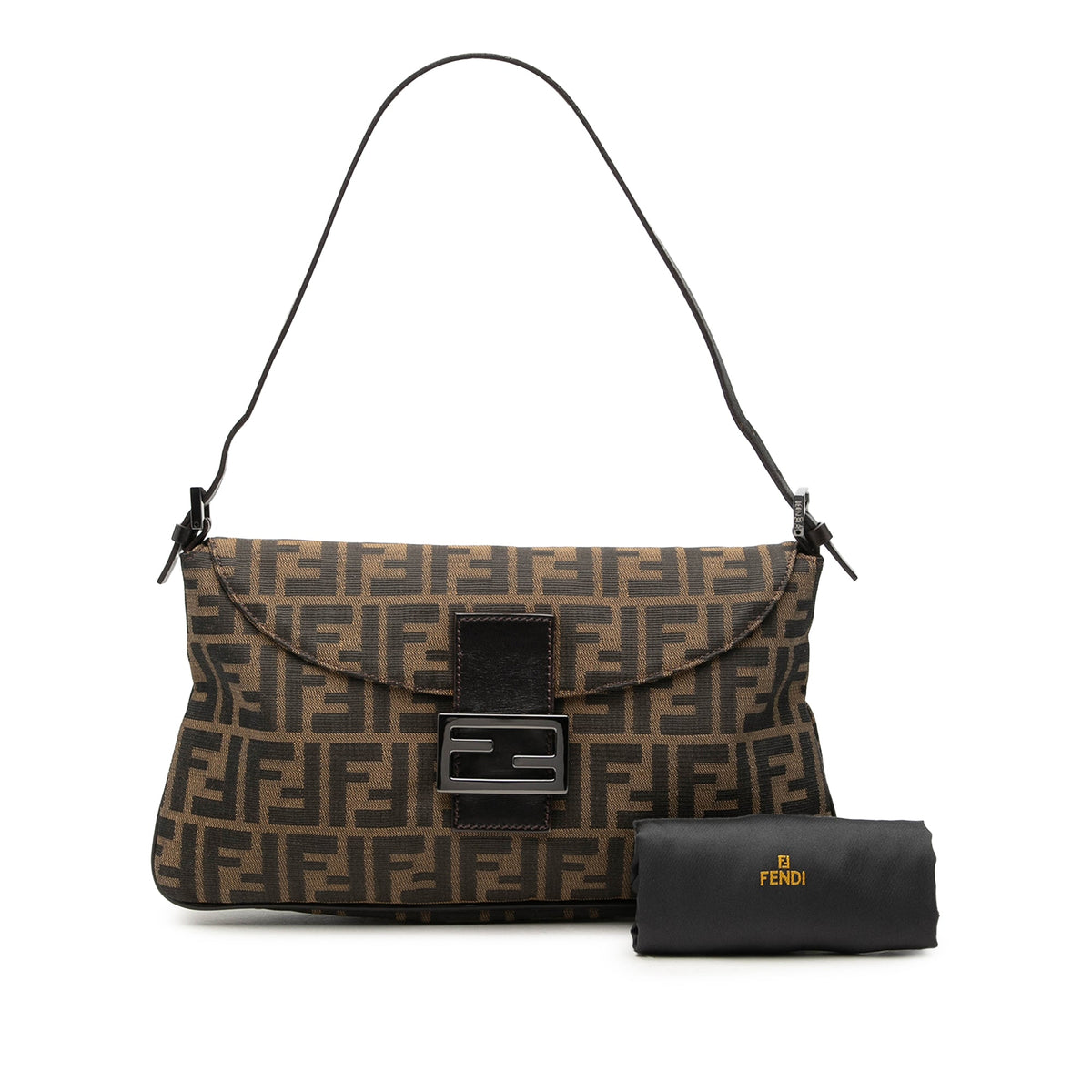 Fendi Zucca Canvas Double Flap Shoulder Bag
