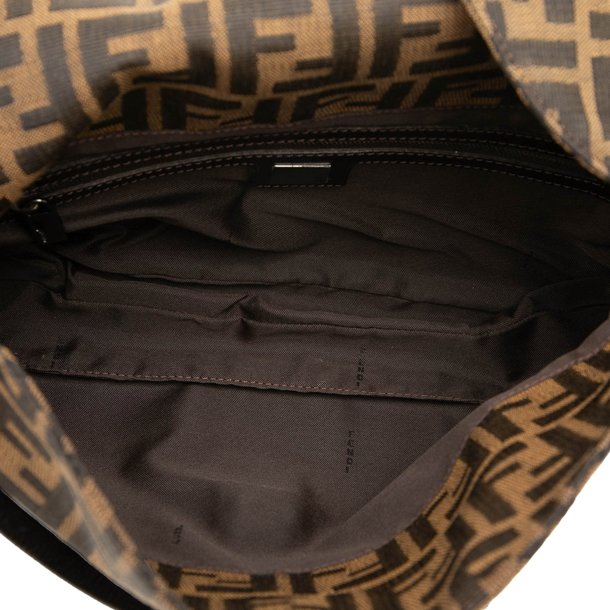 Fendi Zucca Canvas Double Flap Shoulder Bag