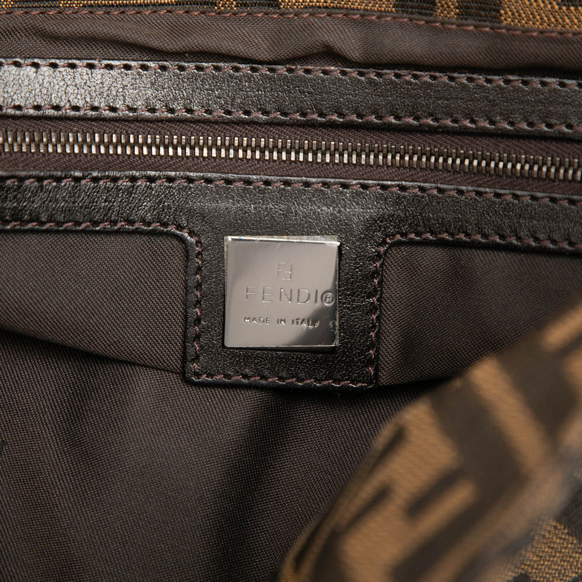 Fendi Zucca Canvas Double Flap Shoulder Bag