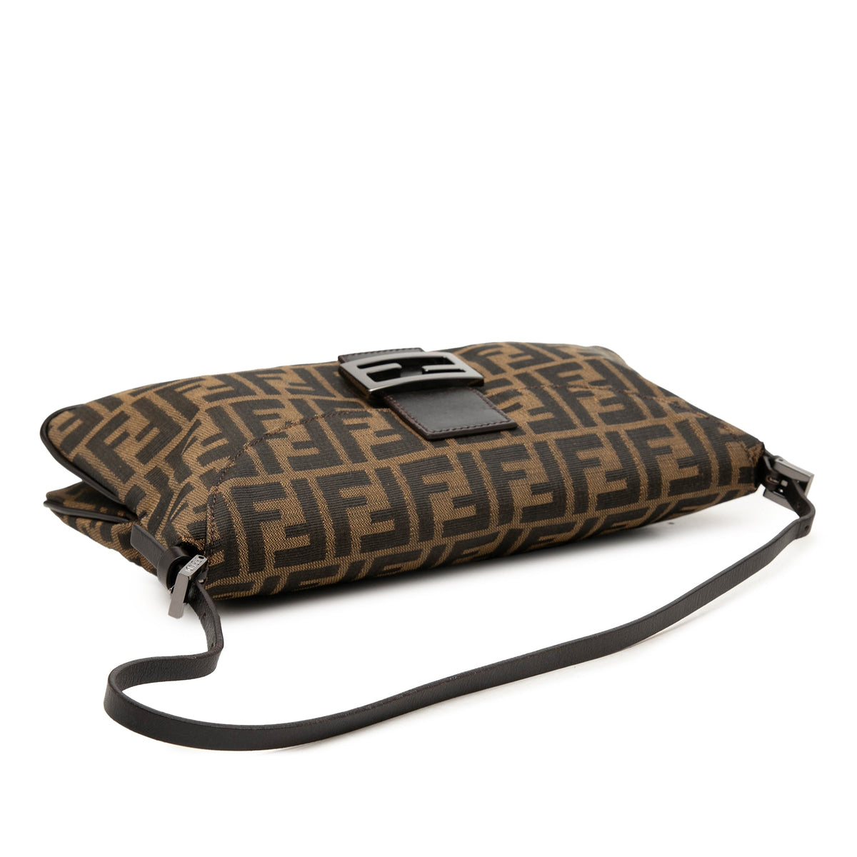 Fendi Zucca Canvas Double Flap Shoulder Bag