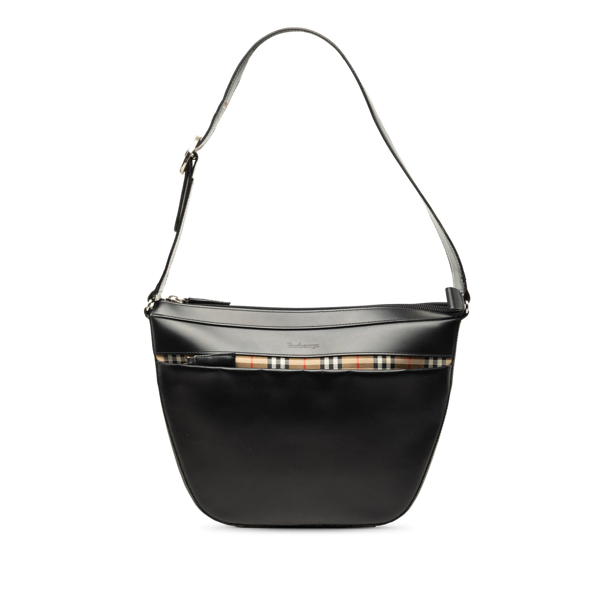 Burberry House Check Trimmed Leather Shoulder Bag
