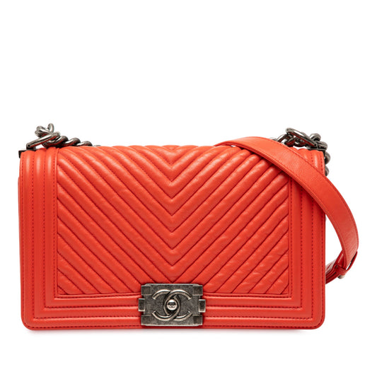Chanel Old Medium Chevron Lambskin Boy Flap