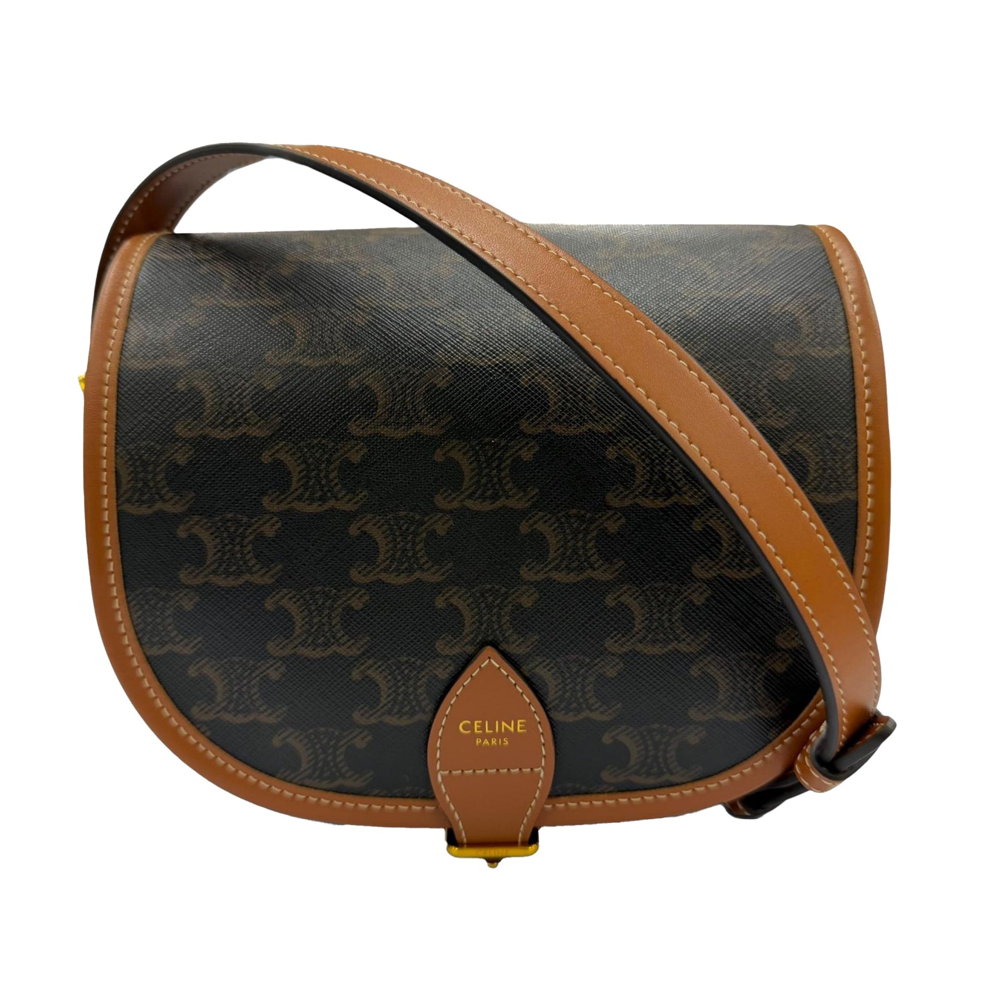 Celine Medium Triomphe Coated Canvas Folco Crossbody