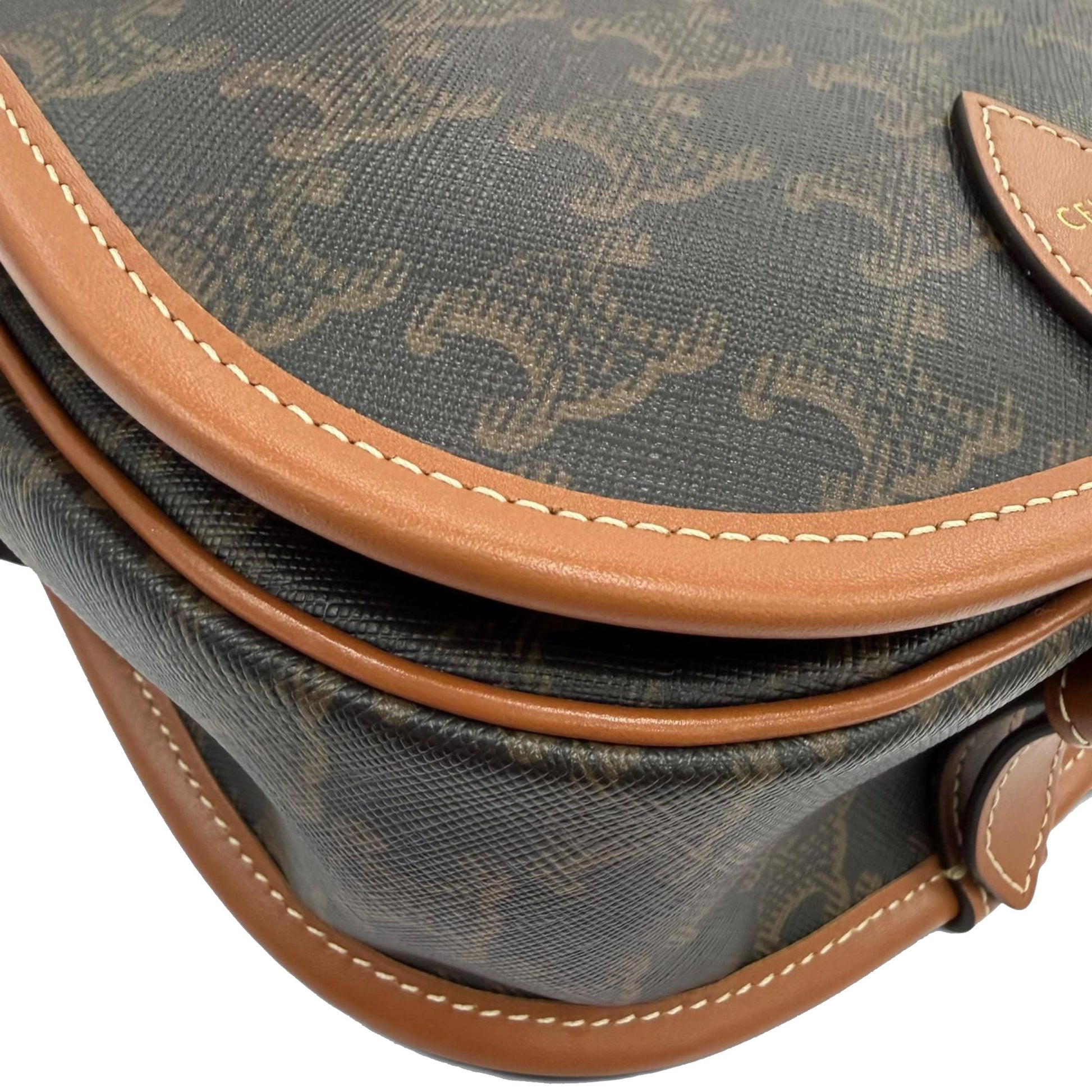 Celine Medium Triomphe Coated Canvas Folco Crossbody