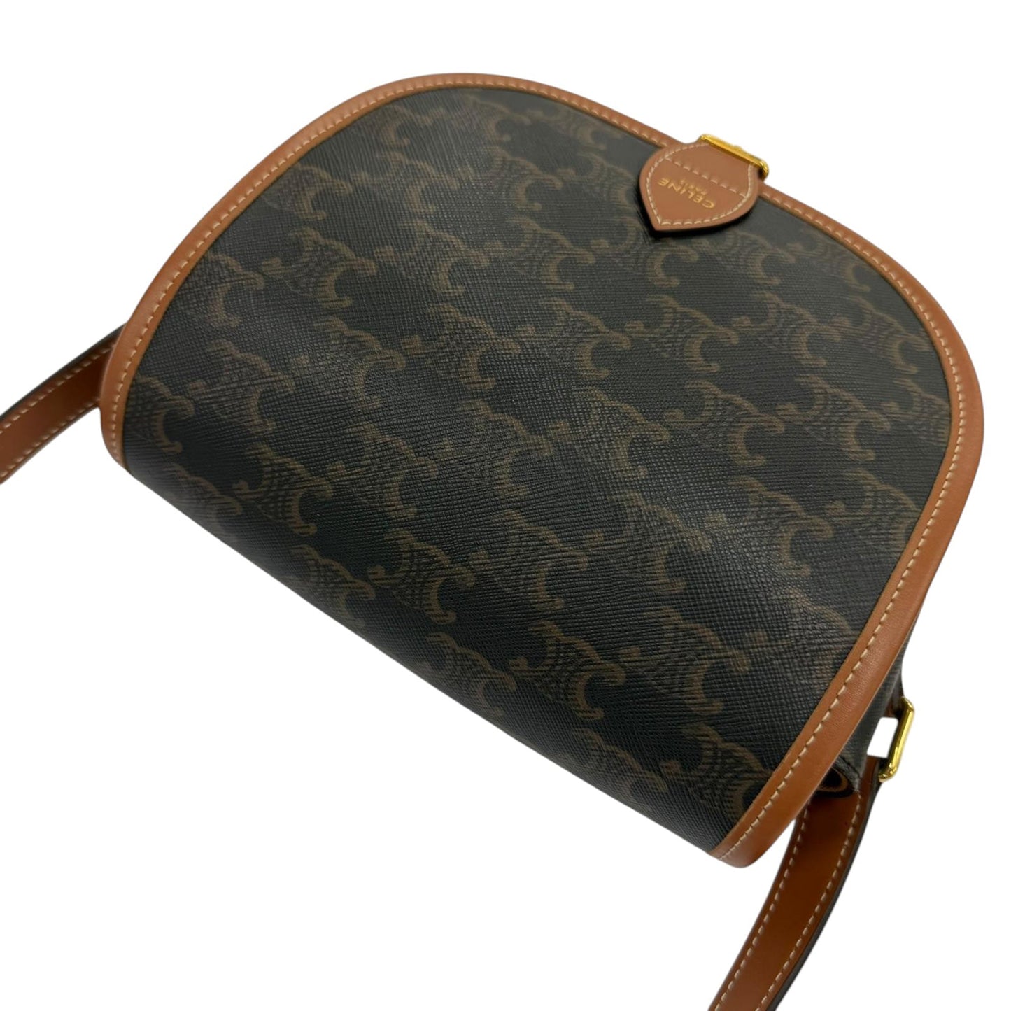 Celine Medium Triomphe Coated Canvas Folco Crossbody