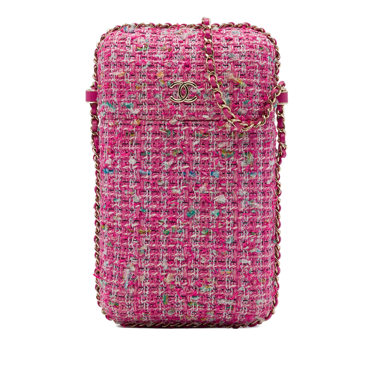 Chanel Tweed Chain Around Phone Holder