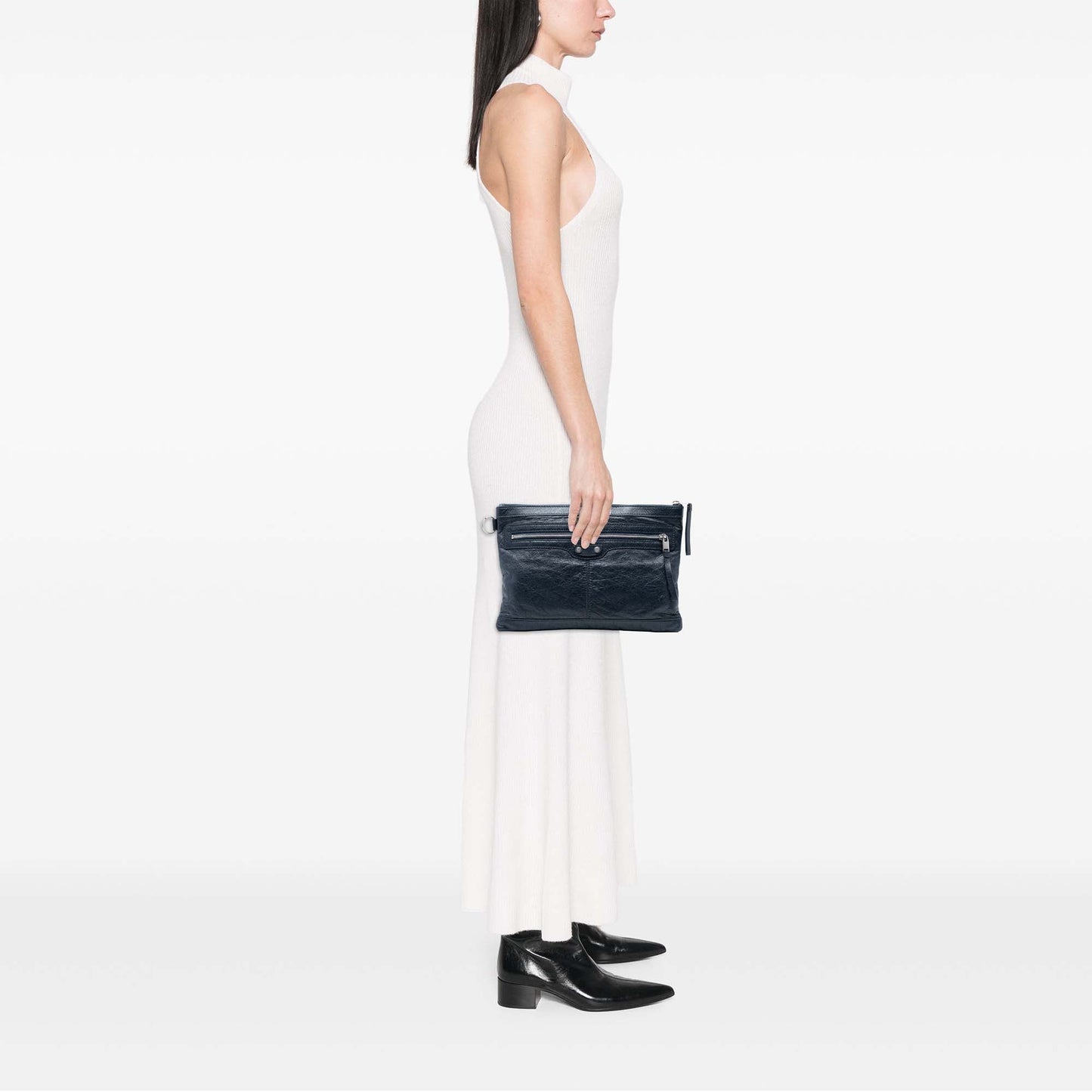 Balenciaga Lambskin Motocross Classic Clip M Clutch