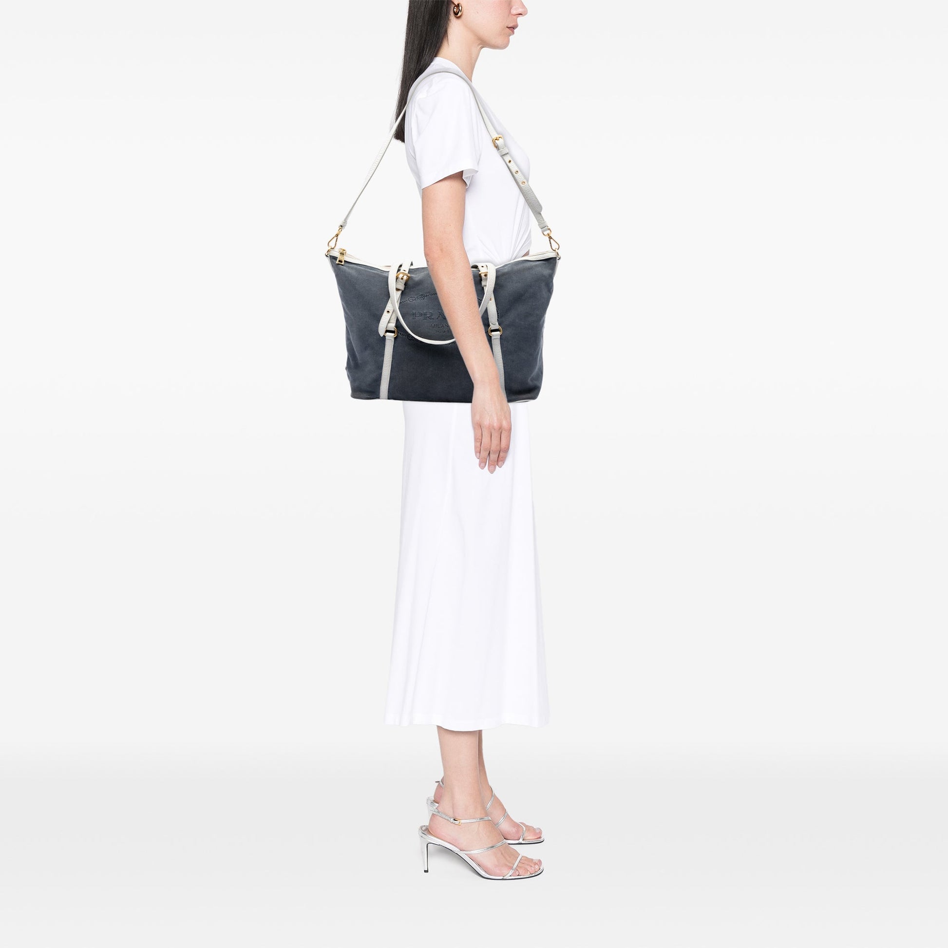 Prada Canvas Canapa Logo Satchel