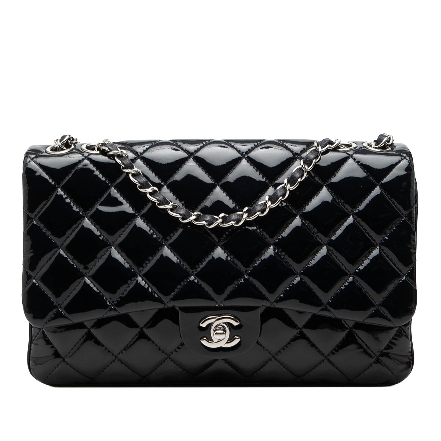 Chanel Jumbo Quilted Patent 3 Compartment Flap