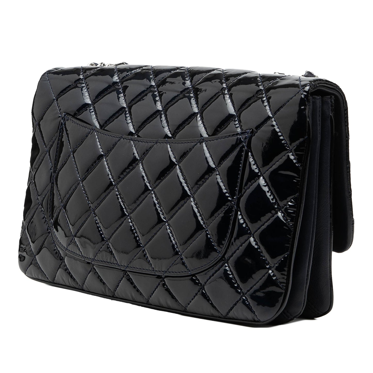 Chanel Jumbo Quilted Patent 3 Compartment Flap