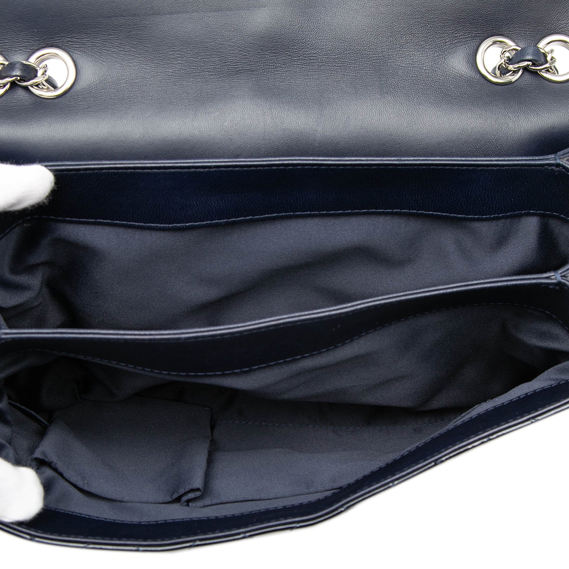 Chanel Jumbo Quilted Patent 3 Compartment Flap