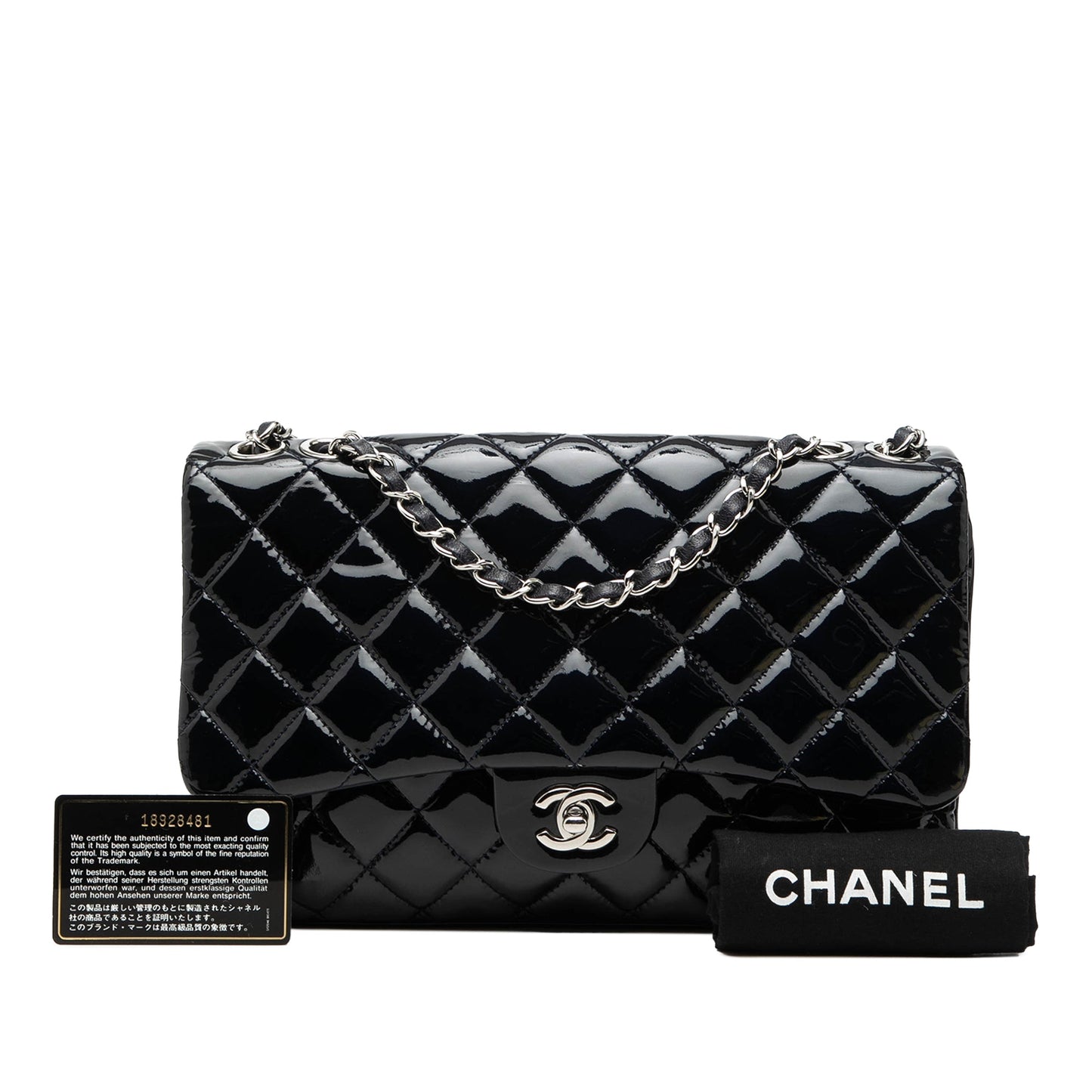 Chanel Jumbo Quilted Patent 3 Compartment Flap