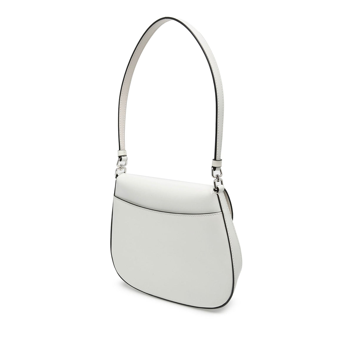 Prada Spazzolato Leather Cleo Flap Shoulder Bag — White
