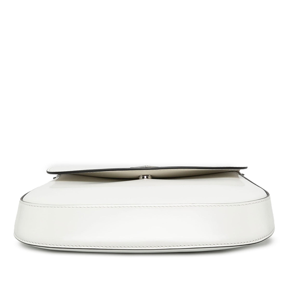 Prada Spazzolato Leather Cleo Flap Shoulder Bag — White