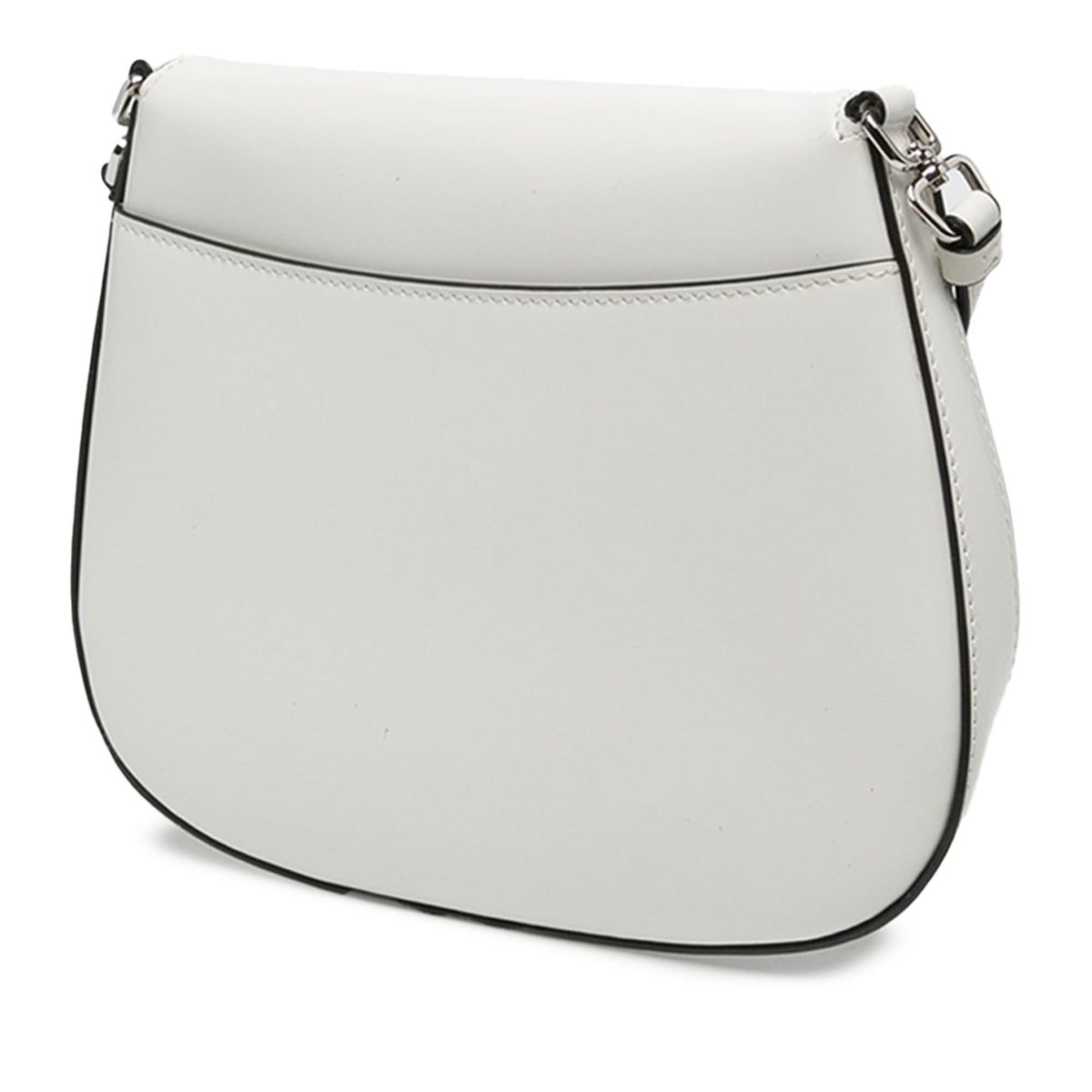 Prada Spazzolato Leather Cleo Flap Shoulder Bag — White