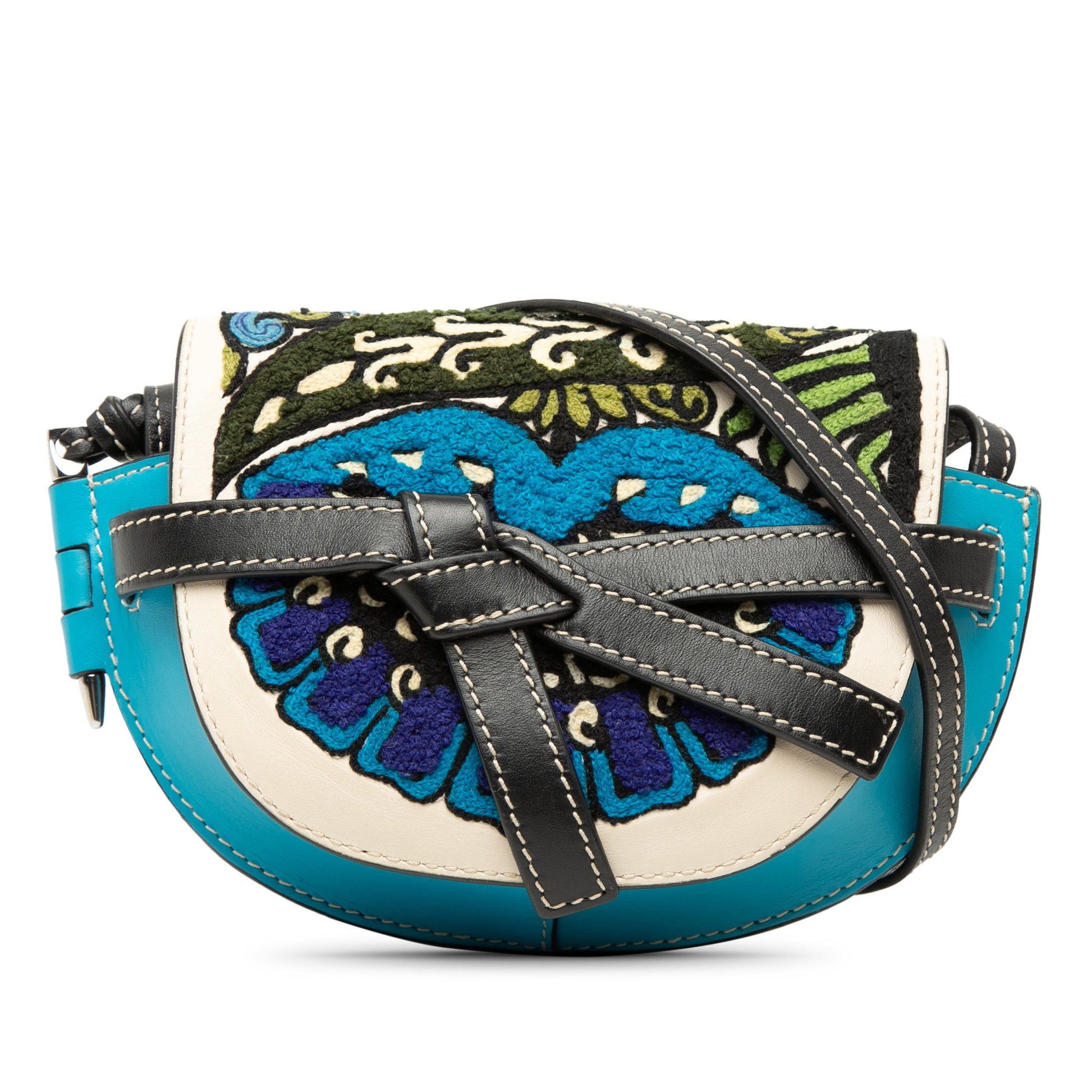 LOEWE William De Morgan Mini Embroidered Leather Floral Gate Crossbody