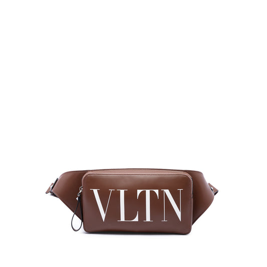 Valentino Leather Rockstud VLTN Belt Bag — Brown