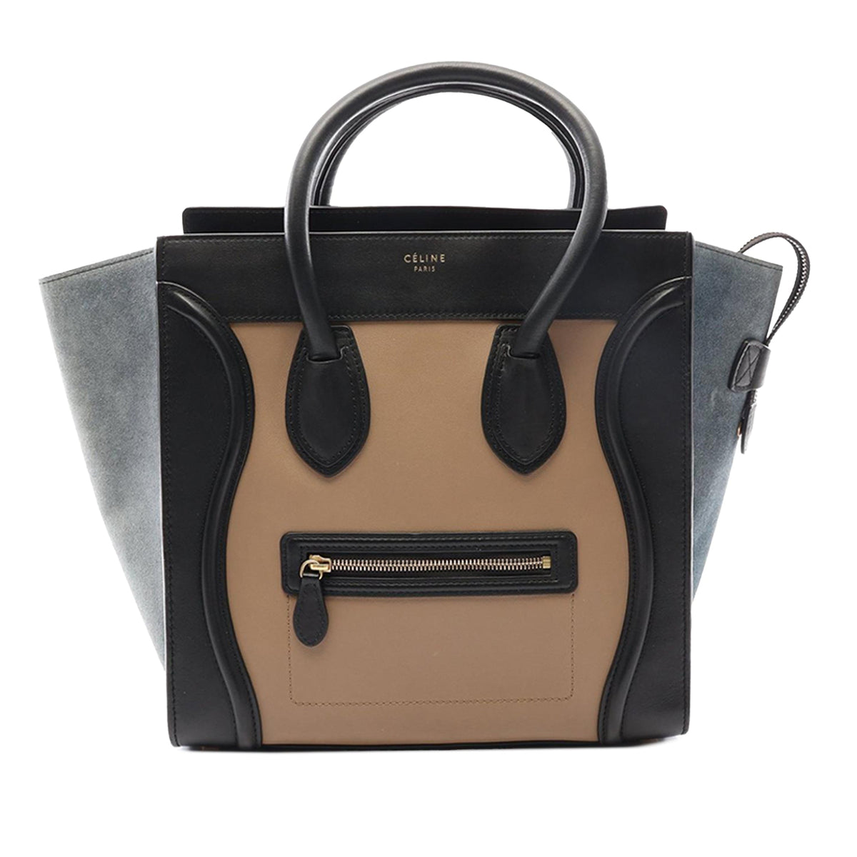 Celine Mini Tricolor Calfskin Luggage Tote — Brown