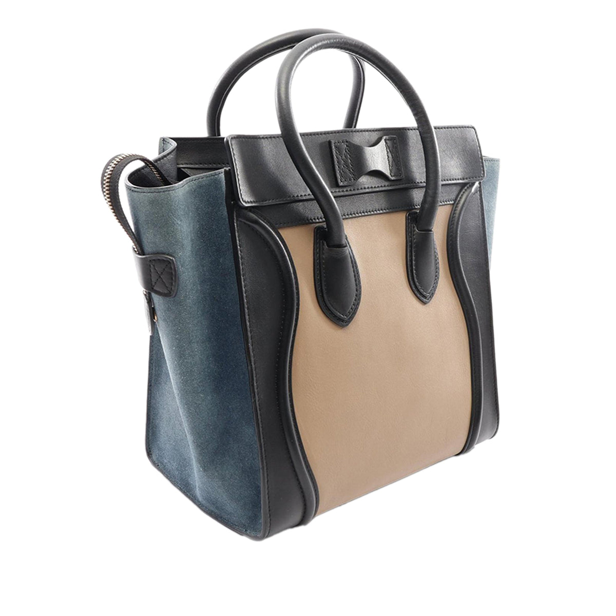 Celine Mini Tricolor Calfskin Luggage Tote — Brown