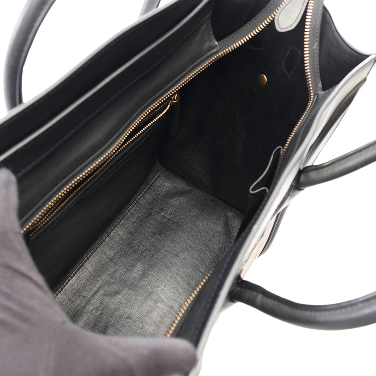 Celine Mini Tricolor Calfskin Luggage Tote — Brown