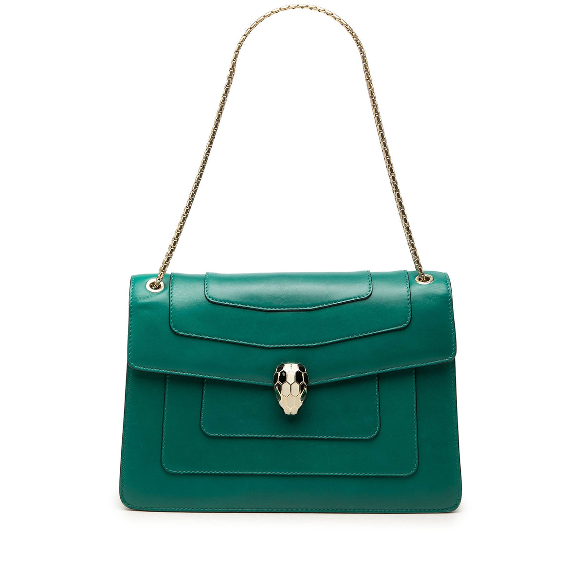 Bvlgari Medium Calfskin Serpenti Forever Shoulder Bag — Green
