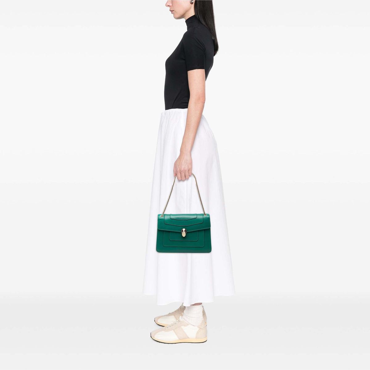 Bvlgari Medium Calfskin Serpenti Forever Shoulder Bag — Green