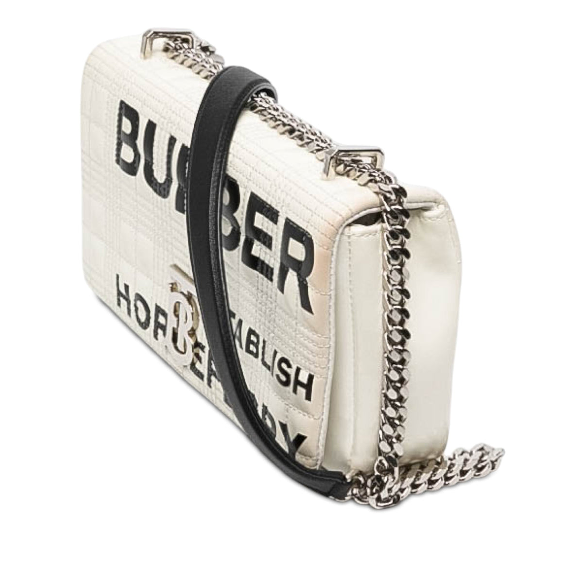 Burberry Small Quilted Coated Canvas Horseferry Lola Crossbody — White