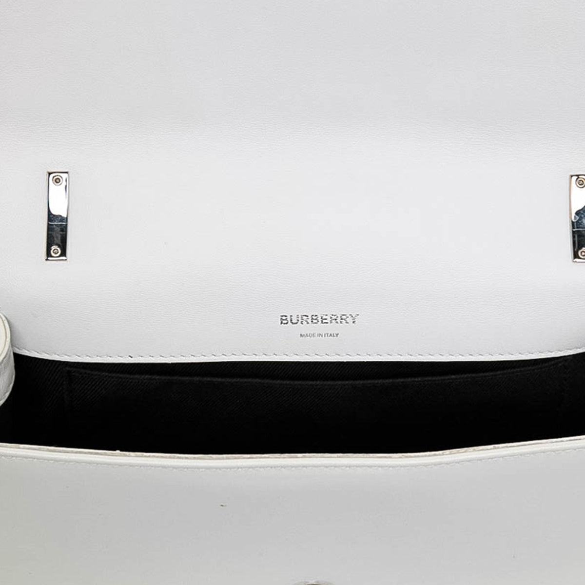 Burberry Small Quilted Coated Canvas Horseferry Lola Crossbody — White