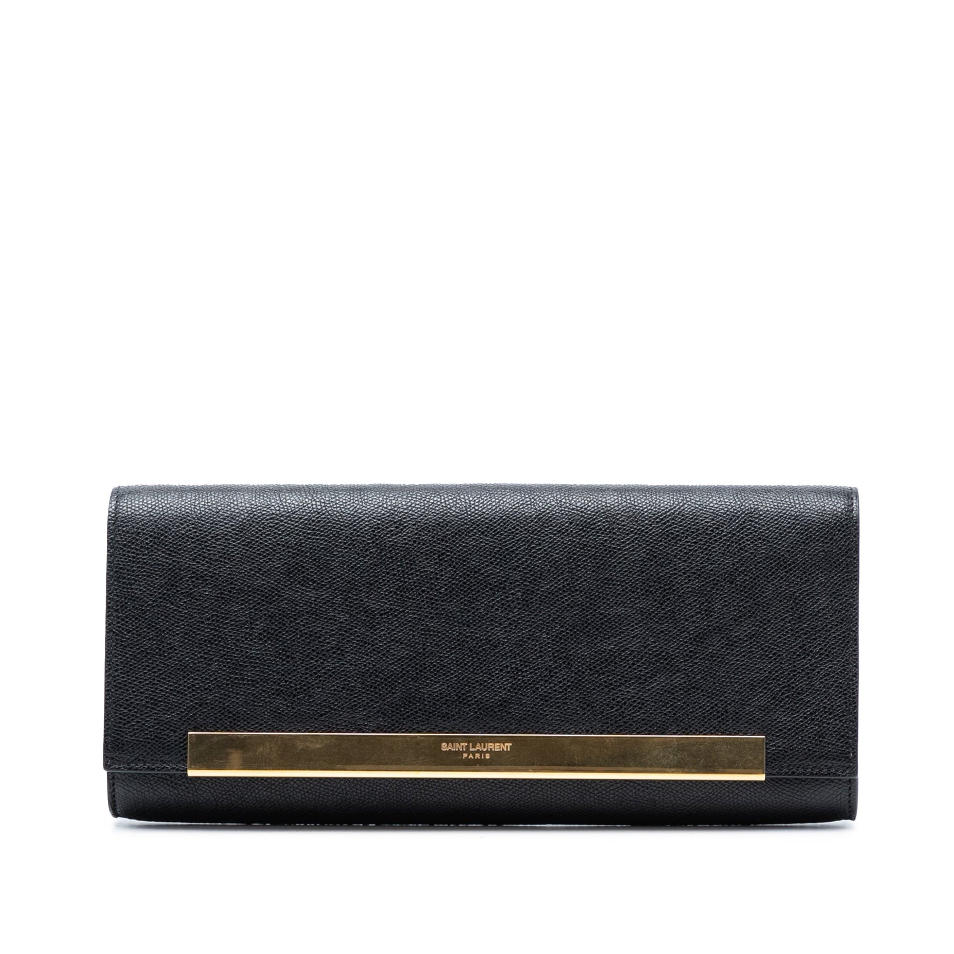 Saint Laurent Grained Calfskin Lutetia Flap Clutch