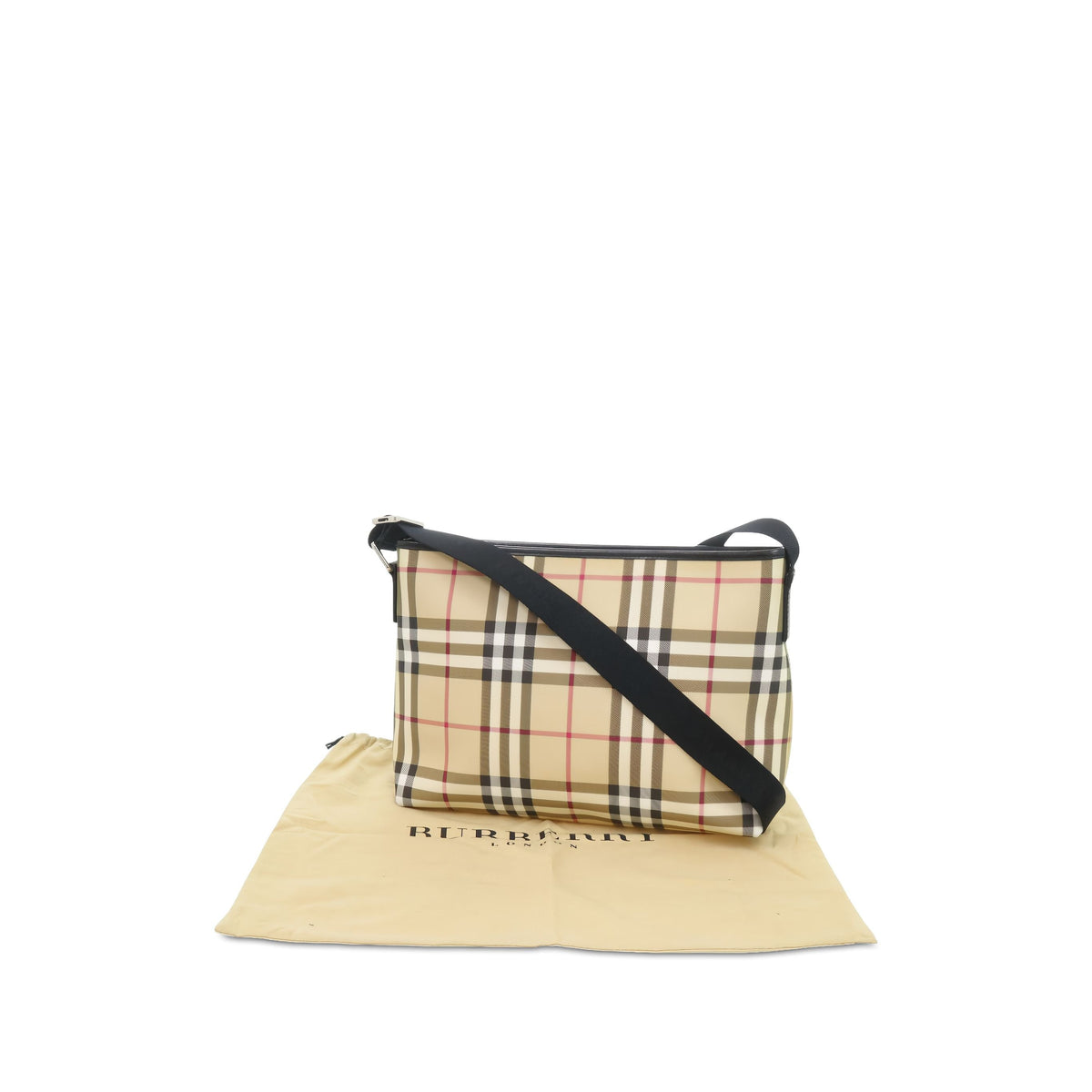 Burberry House Check Coated Canvas Crossbody — Beige