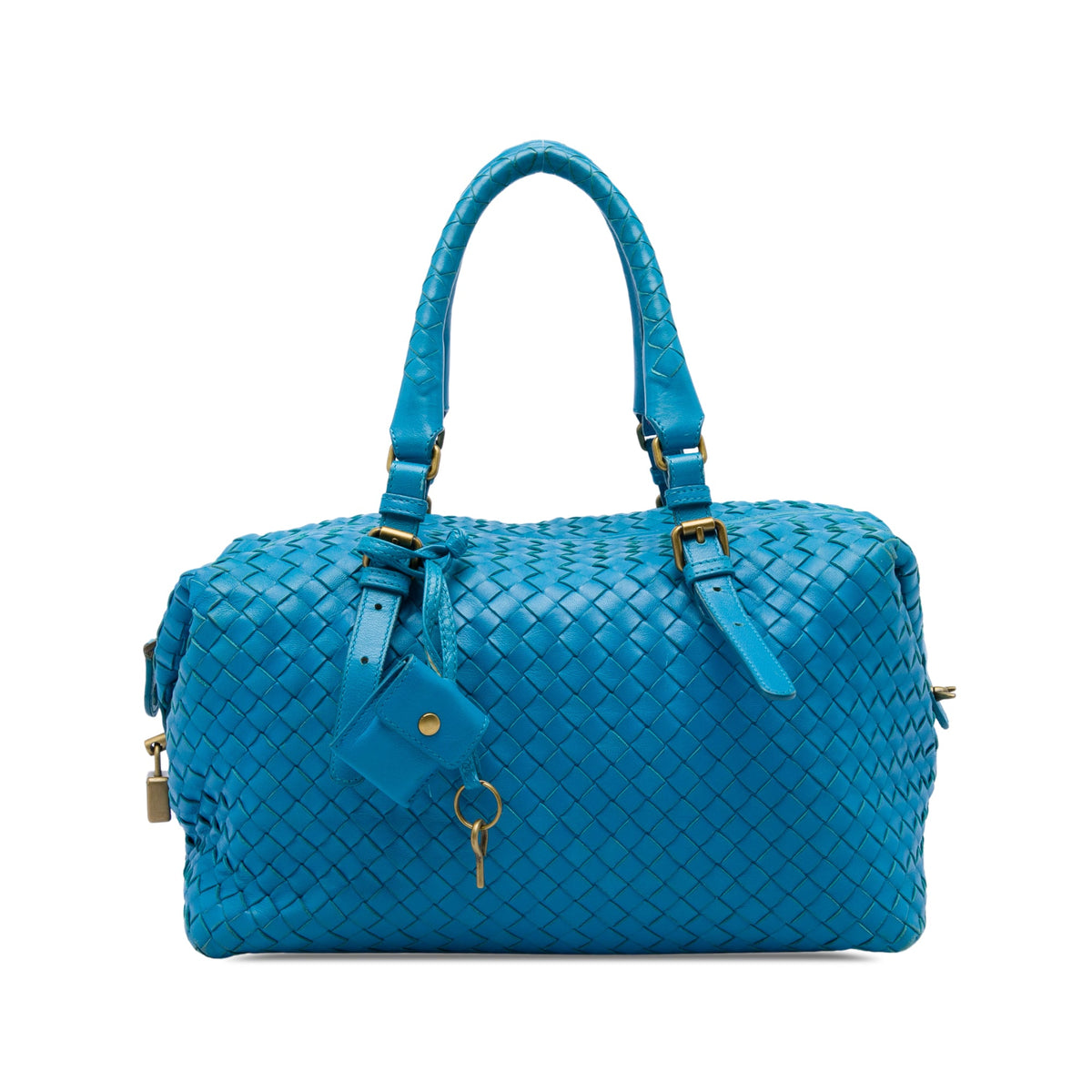 Bottega Veneta Nappa Intrecciato Boston Bag — Blue