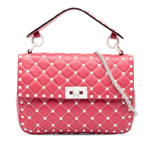 Valentino Medium Lambskin Free Rockstud Spike Satchel — Pink