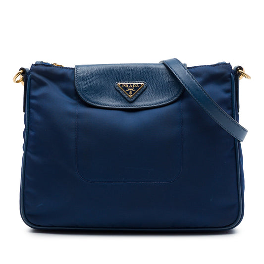 Prada Saffiano Trimmed Tessuto Crossbody