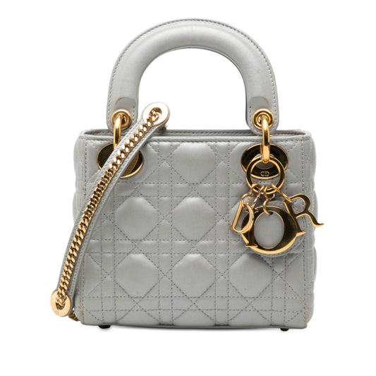 Dior Mini Metallic Lambskin Cannage Lady Dior