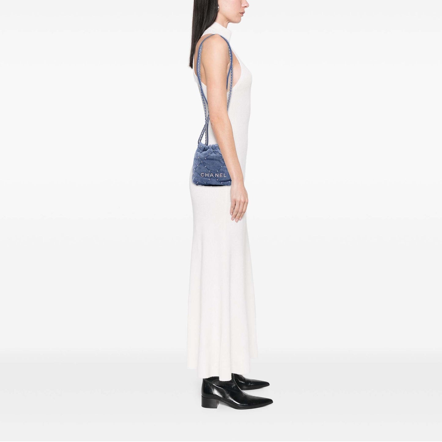 Chanel Mini Denim Studded 22 Handbag