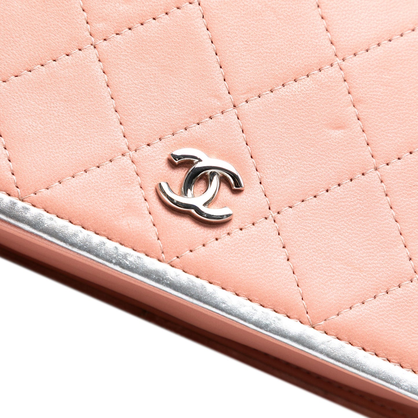 Chanel CC Quilted Bicolor Lambskin Wallet On Chain
