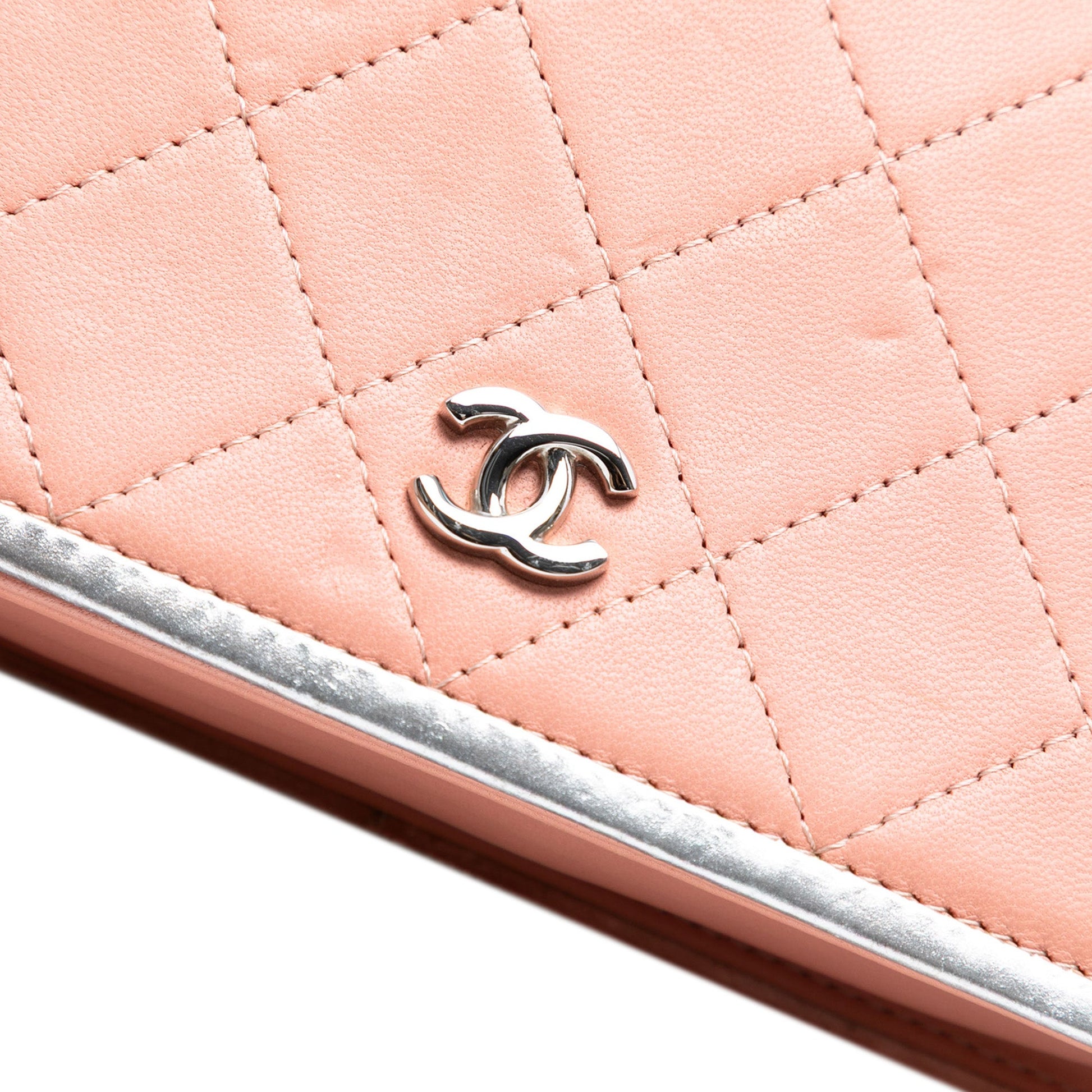 Chanel CC Quilted Bicolor Lambskin Wallet On Chain