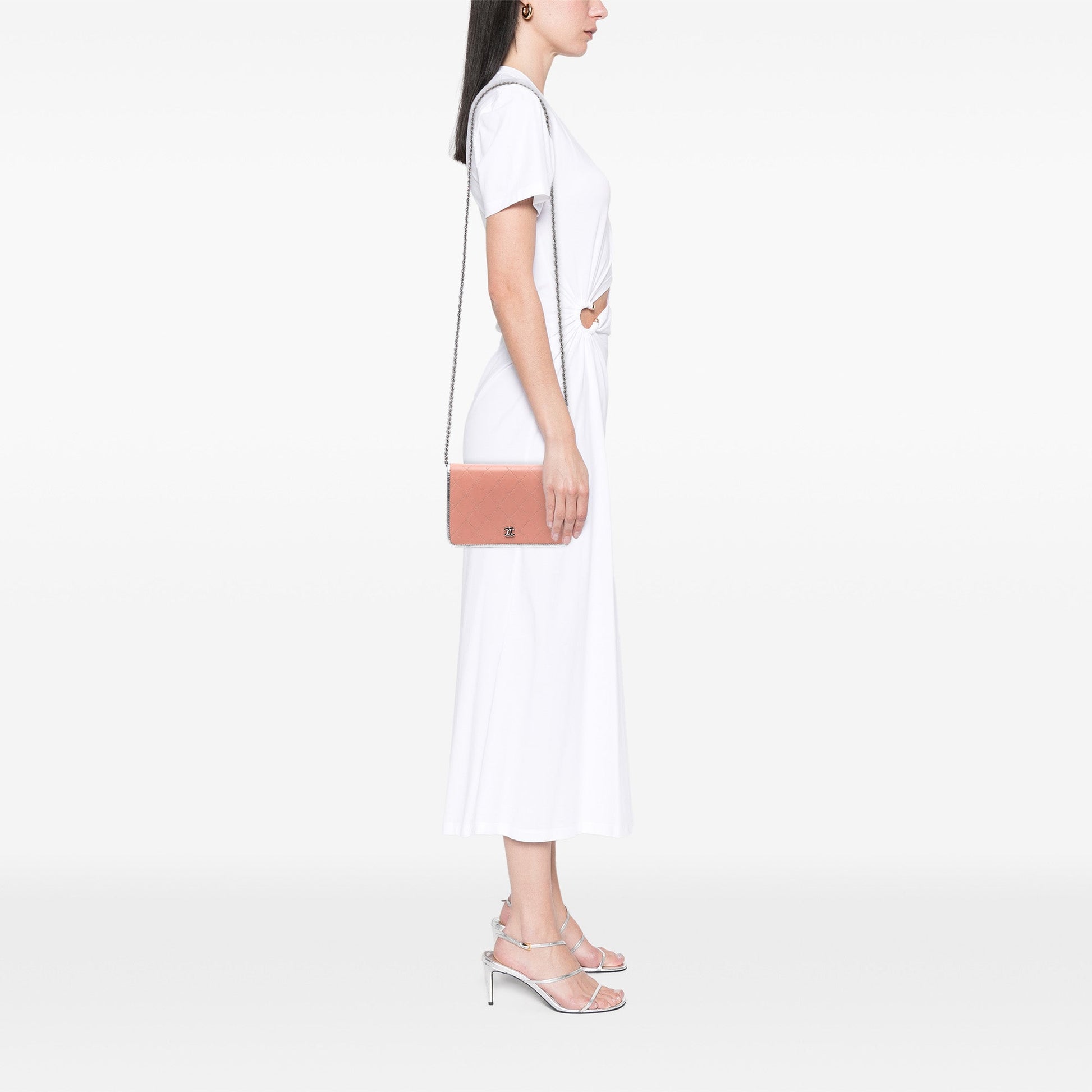 Chanel CC Quilted Bicolor Lambskin Wallet On Chain