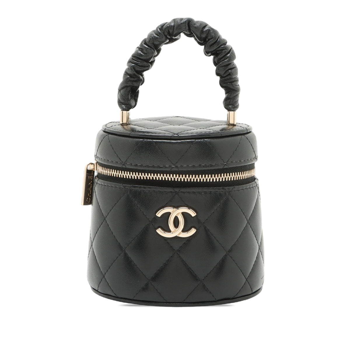 Chanel Mini Quilted Lambskin Ruched Handle Vanity Case
