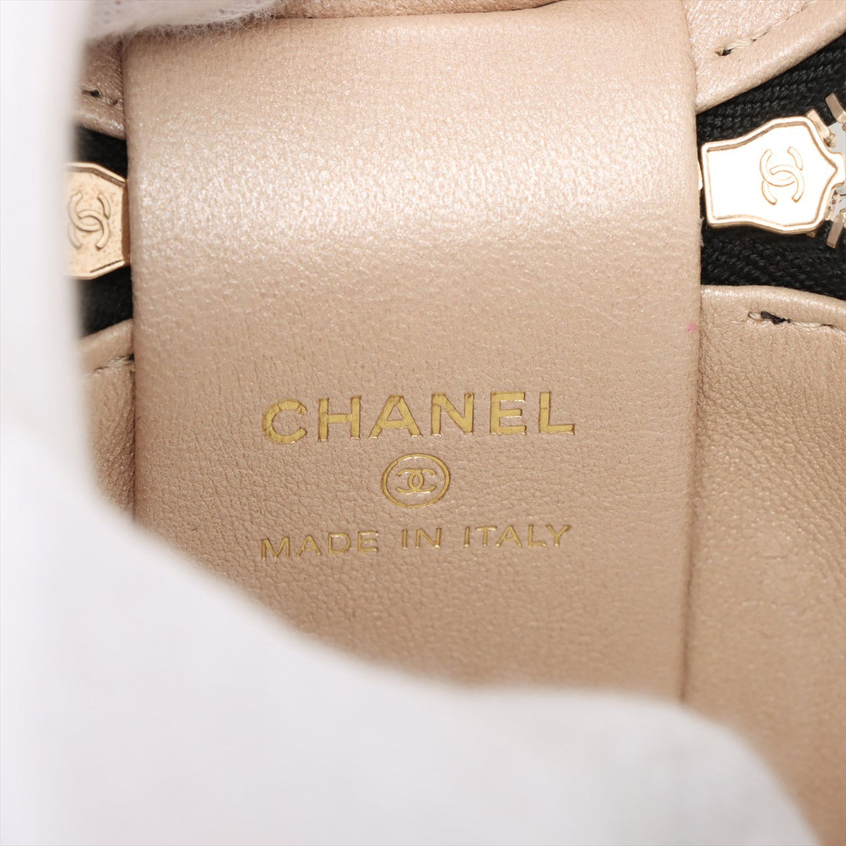 Chanel Mini Quilted Lambskin Ruched Handle Vanity Case