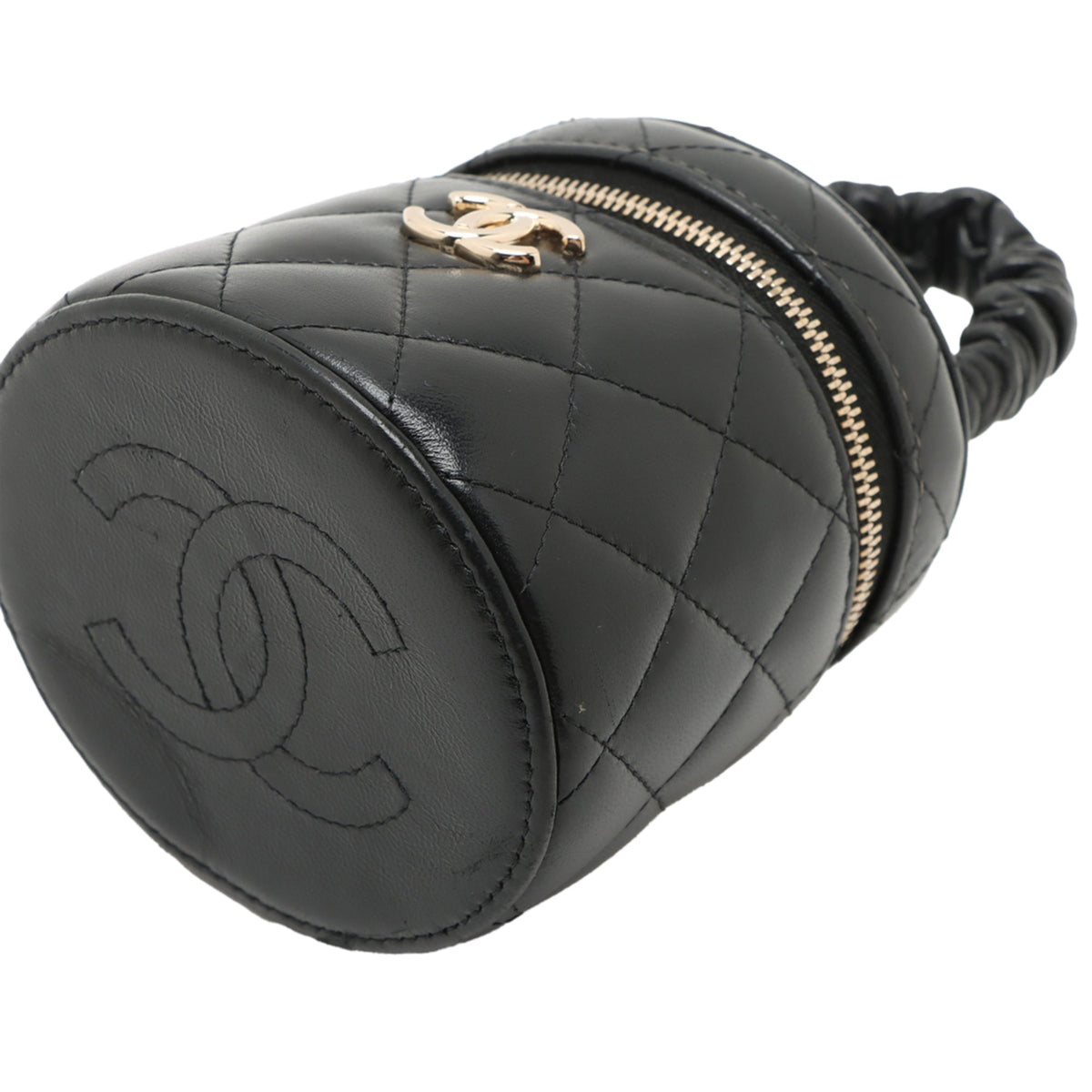 Chanel Mini Quilted Lambskin Ruched Handle Vanity Case
