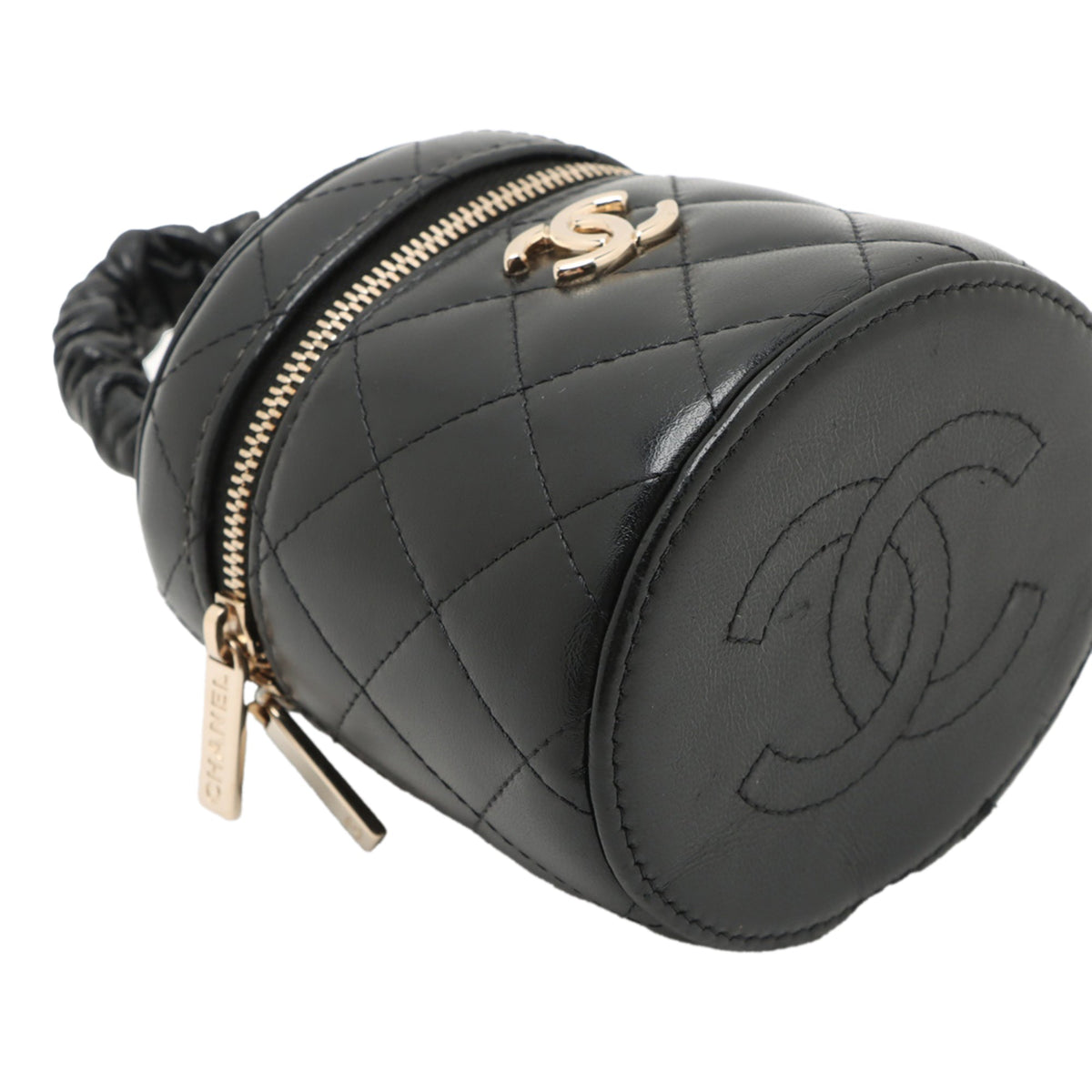 Chanel Mini Quilted Lambskin Ruched Handle Vanity Case