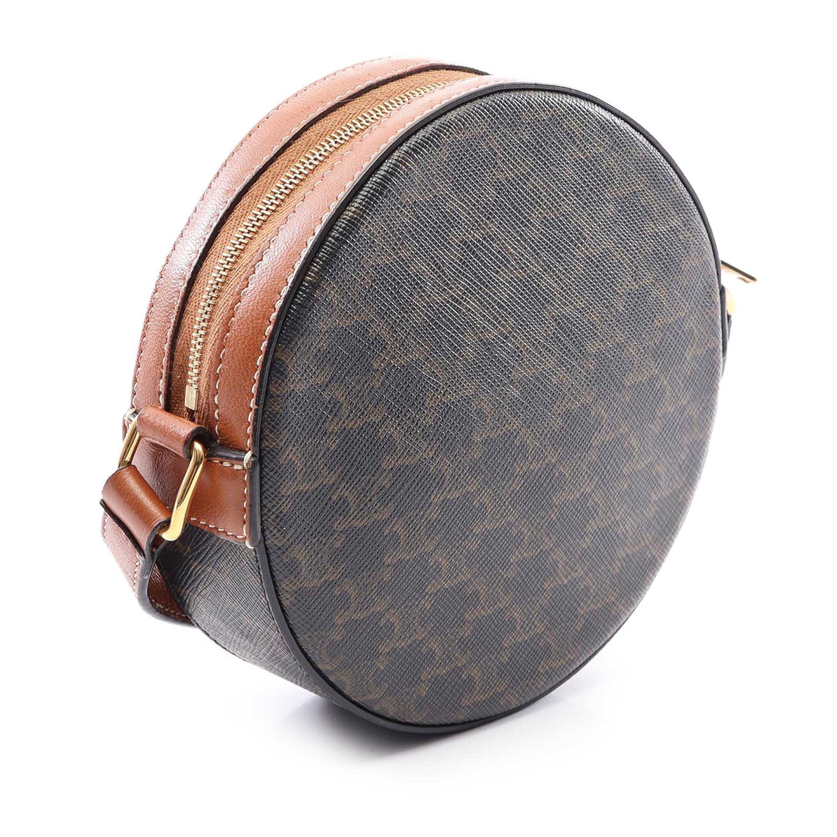 Celine Triomphe Coated Canvas Round Purse on Strap