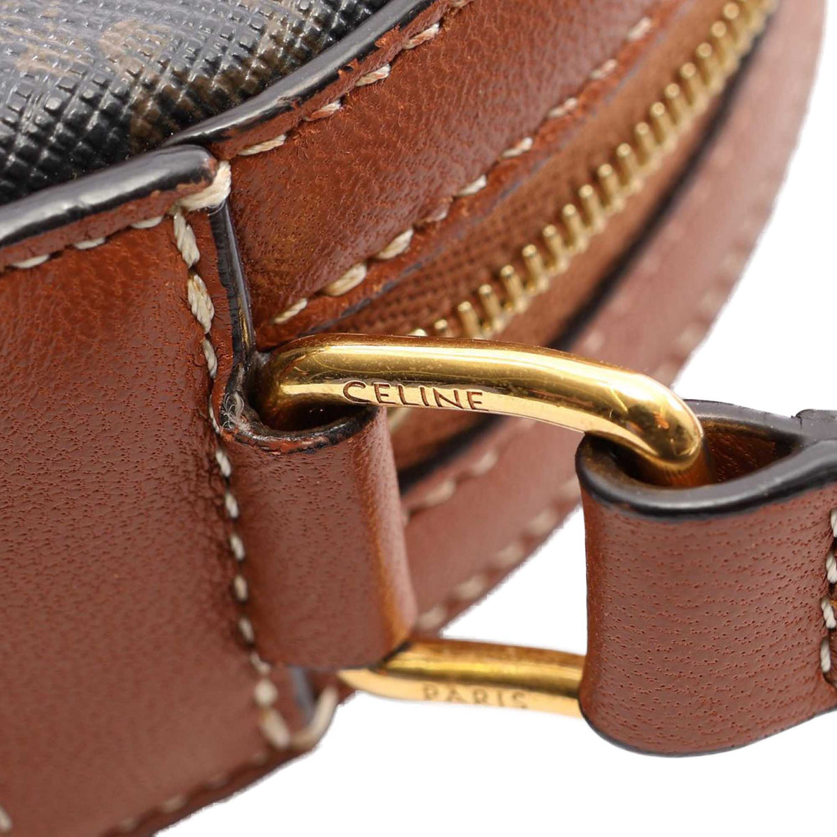Celine Triomphe Coated Canvas Round Purse on Strap