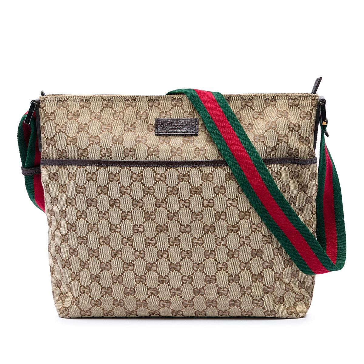 Gucci GG Canvas Web Crossbody — Beige