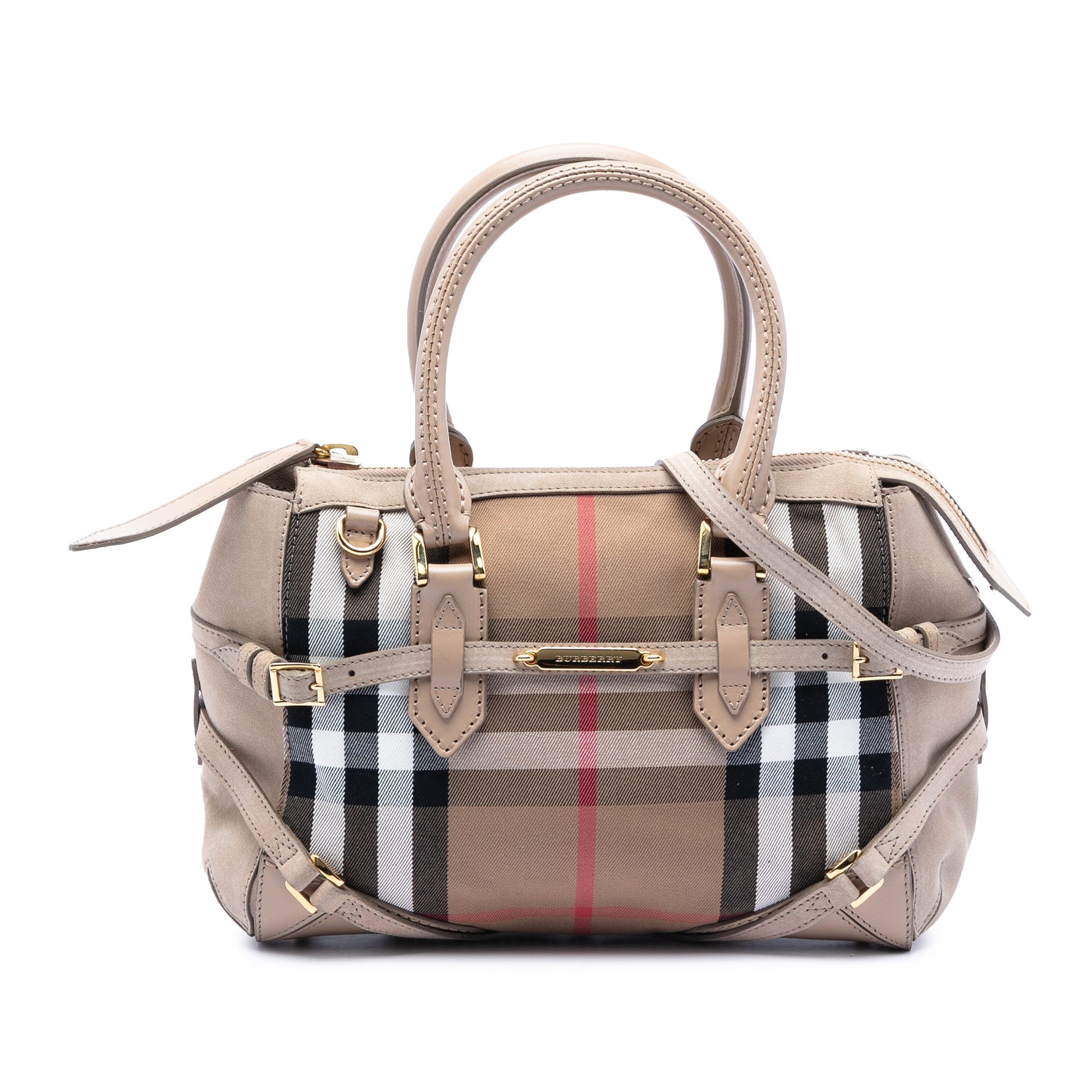 Burberry Small House Check Canvas Bridle Gladstone Satchel