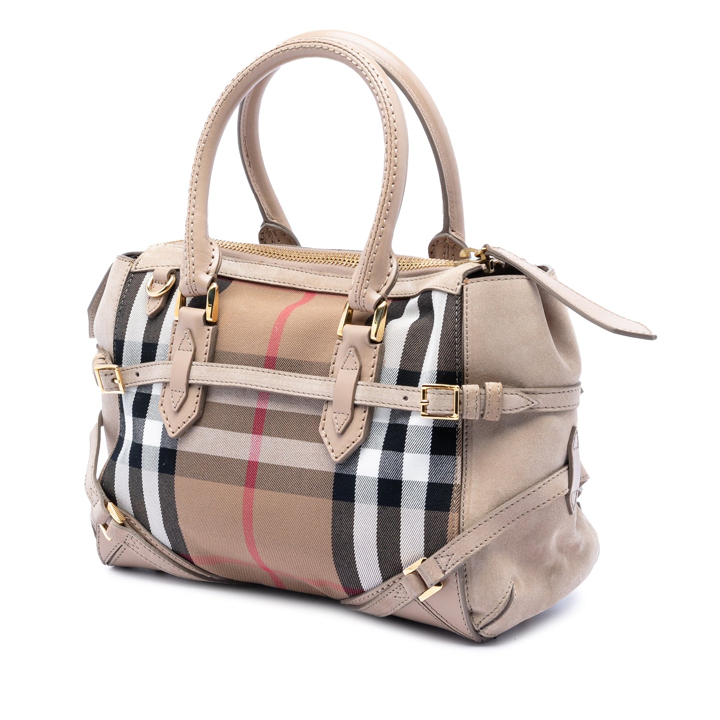 Burberry Small House Check Canvas Bridle Gladstone Satchel