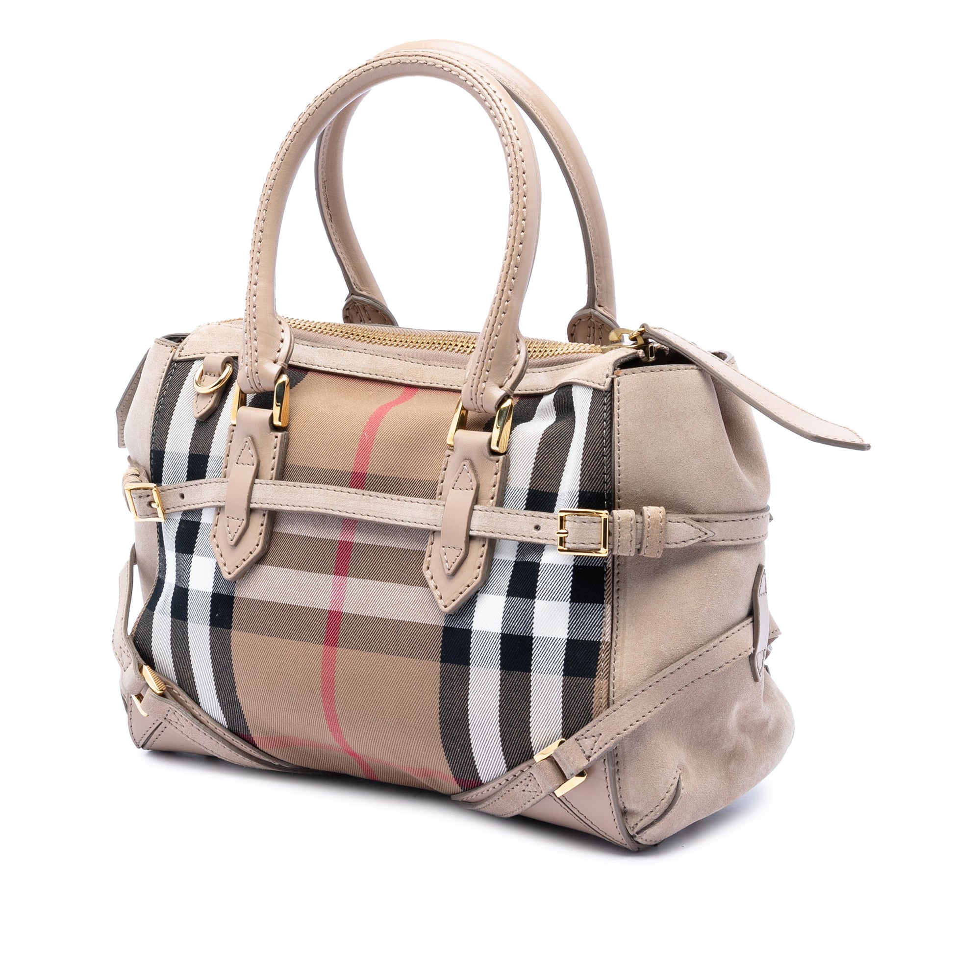Burberry Small House Check Canvas Bridle Gladstone Satchel