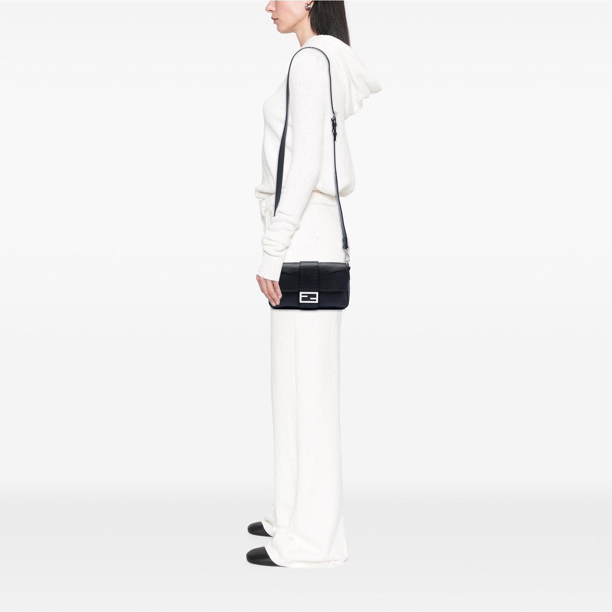 Fendi Leather Selleria Convertible Baguette Satchel