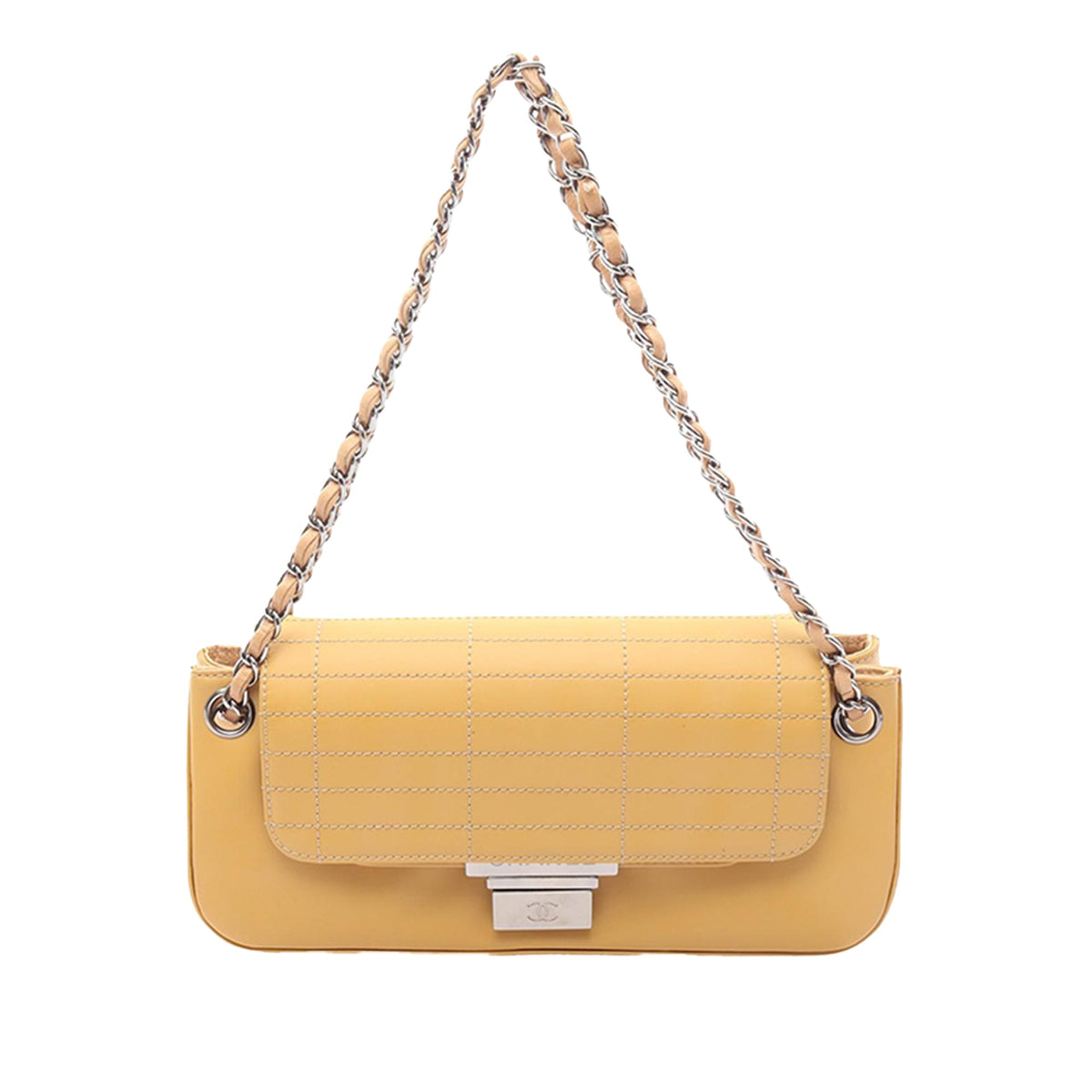 Chanel Calfskin Push Lock Accordion Flap — Yellow